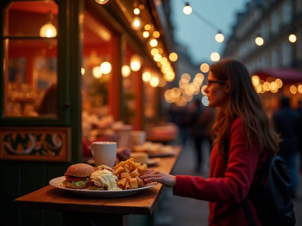Famiglia italiana visita un mercatino di Natale britannico illuminato